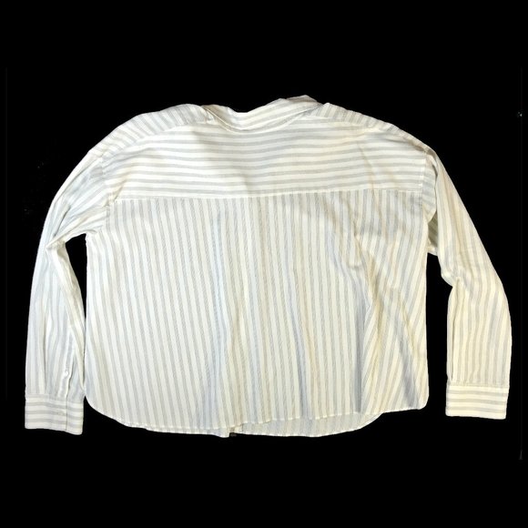 James Perse Striped Relaxed Blouse, Cropped, Boxy - Picture 8 of 13